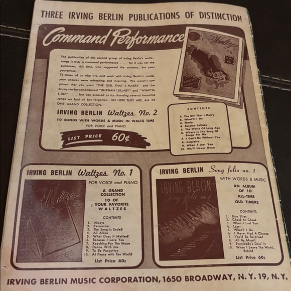 Irving Berlin Song Folio No. 1 Sheet Music - Picture 4 of 7